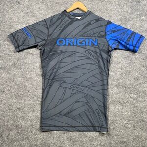 ORIGIN USA Men's XL Short Sleeve Rash Guard Compression Shirt Gray Blue